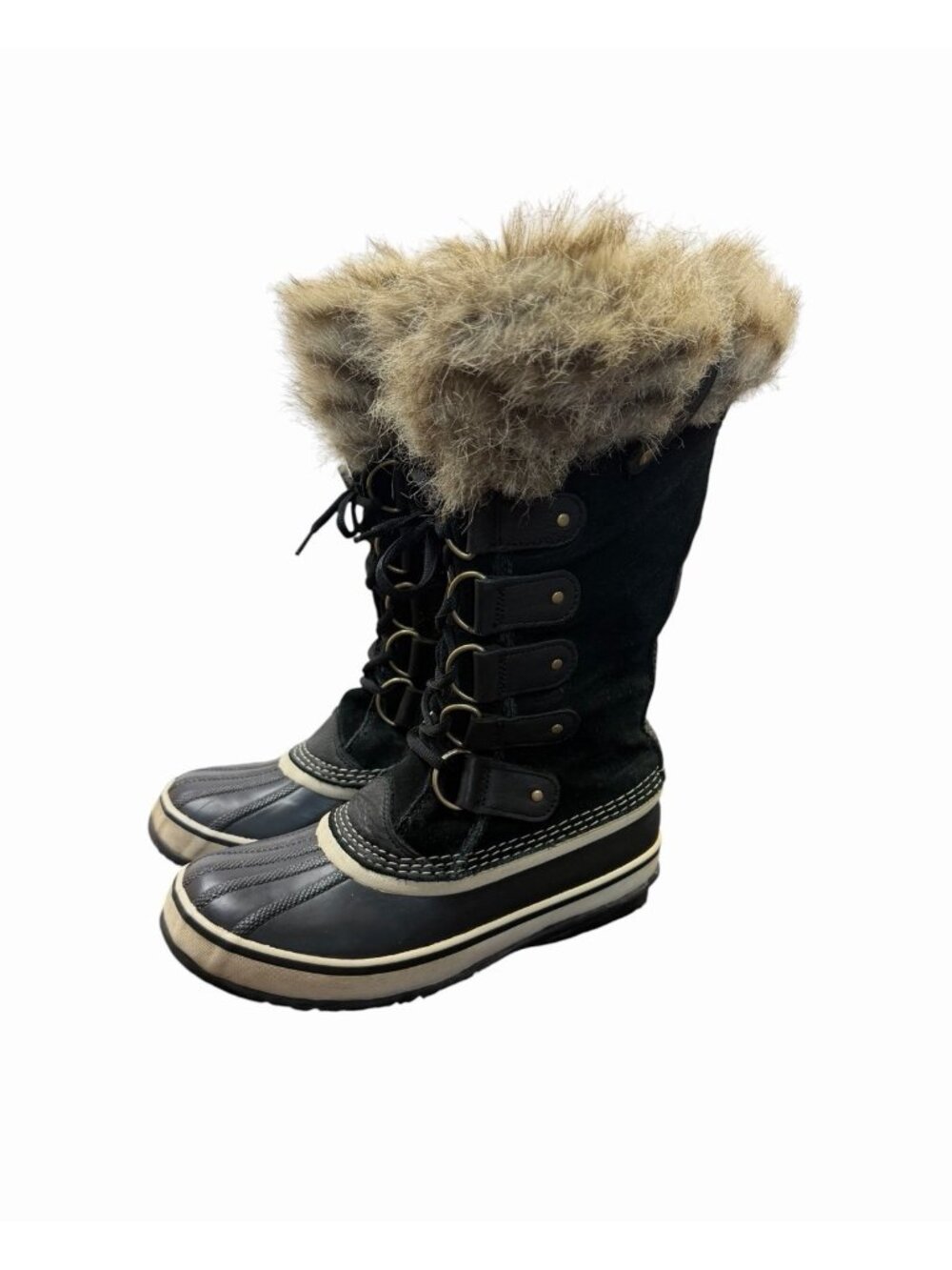 Sorel Joan of Arctic Waterproof Winter Snow Boots Women’s Size 8 Black Faux Fur